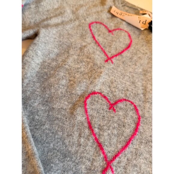 NWT Philosophy Sz S 100% Cashmere Gray Sweater With Pink Heart Design - Picture 8 of 12